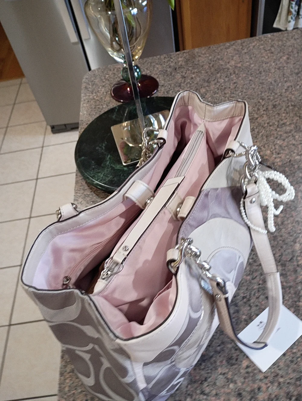 NWT Coach ParchWork Inlaid Shimmer Blush Gray